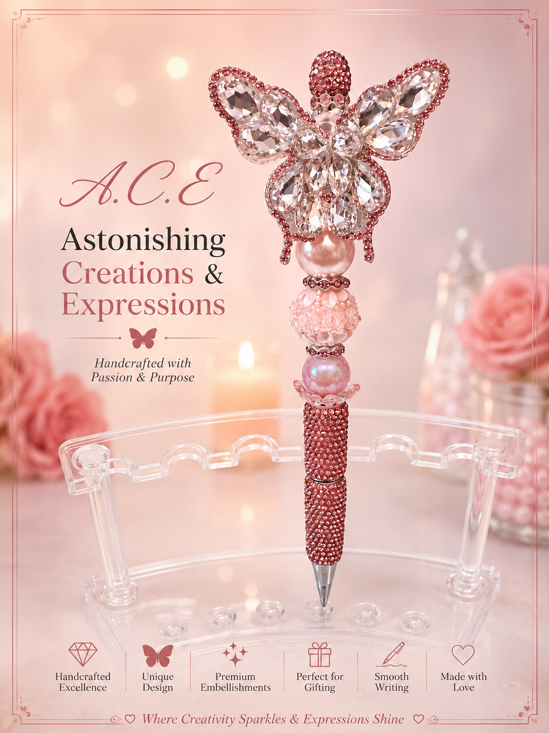 Blush Butterfly Elegance Pen